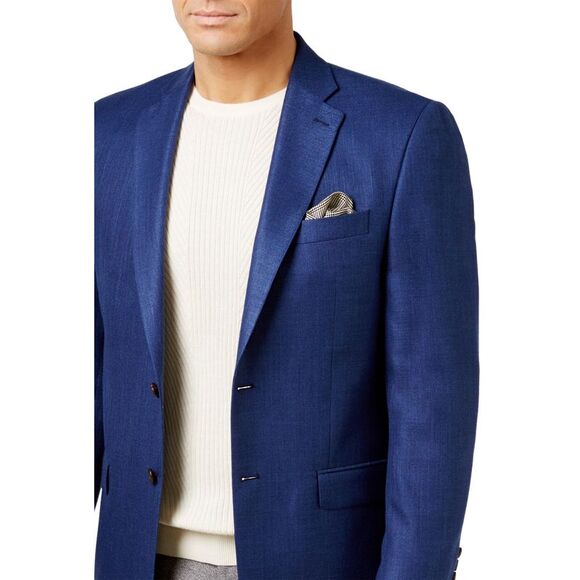 Lauren Ralph Lauren Mens Classic-Fit Neat Sport Coat 38 Regular Bright NavyNWT